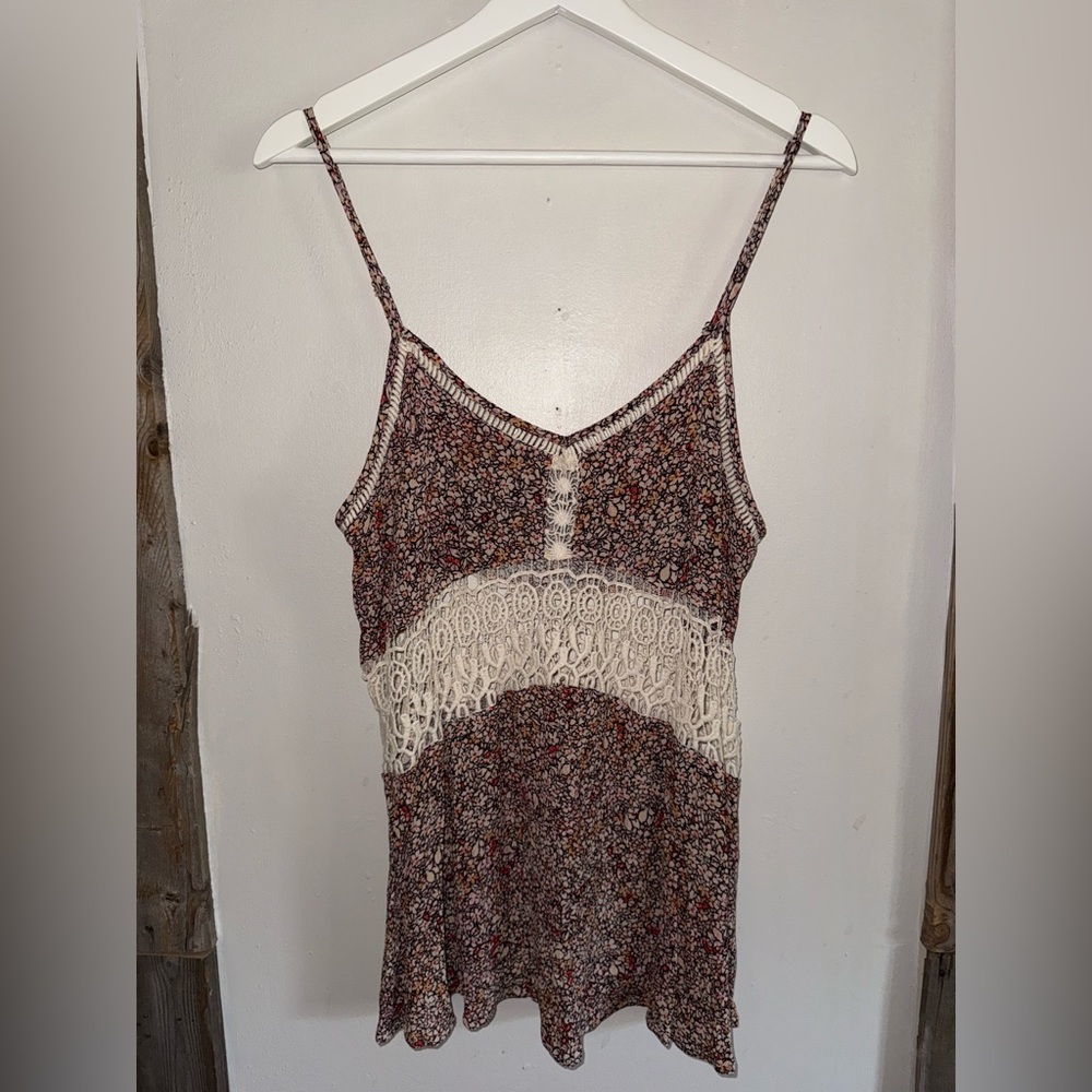 Floral Spaghetti Strap Dress with Lace Detail